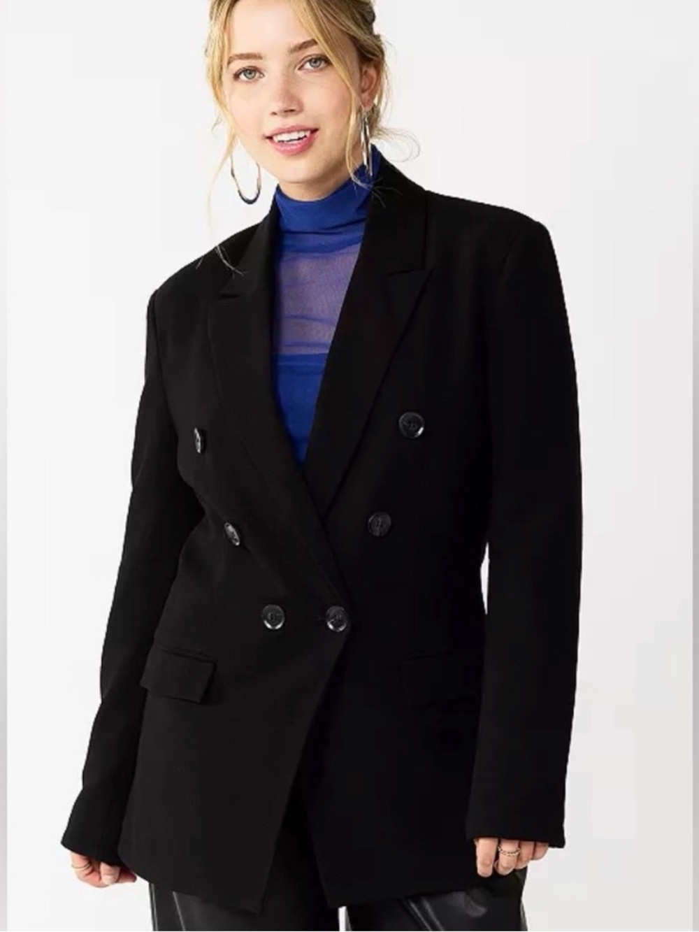 So Classic Black Double Breasted Blazer Size Large